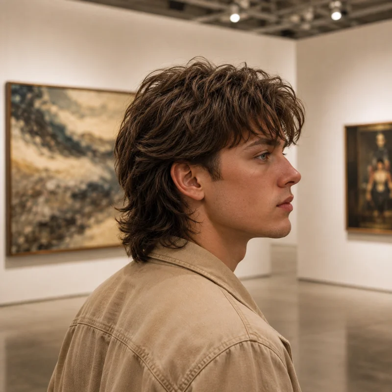 Medium length modern mullet with natural waves and layered back