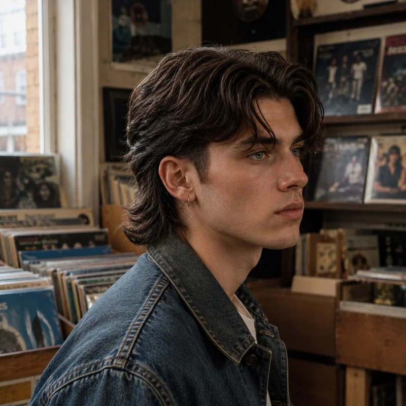 Modern mullet hairstyle with middle part and soft flowing layers