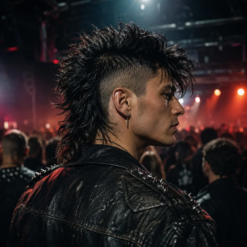 Modern mohawk mullet with shaved sides, spiky top and long textured back