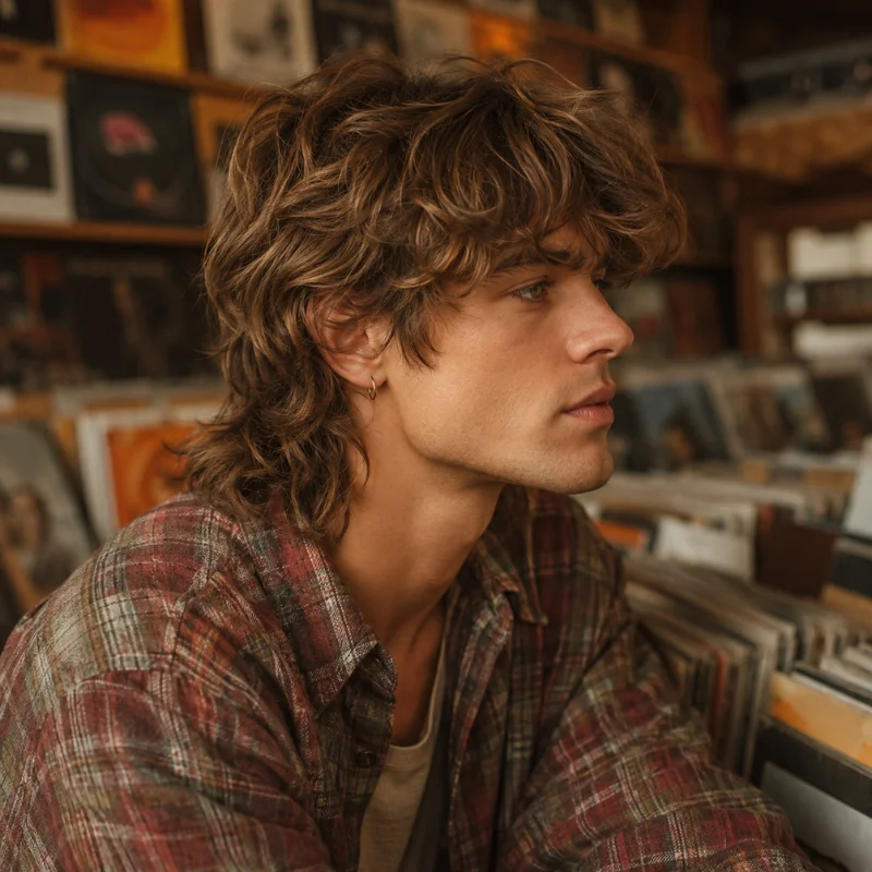 Modern shag mullet haircut with messy layers and tousled wavy texture