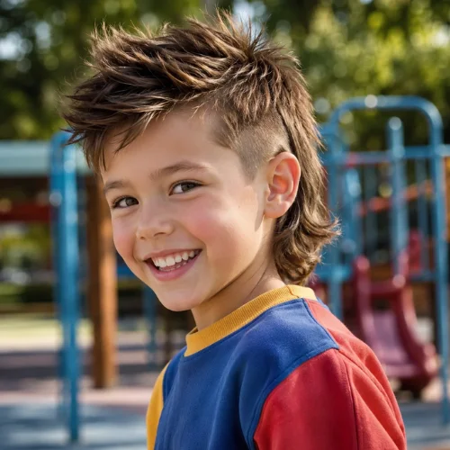 Fun mullet haircut for kids with playful layers and natural movement