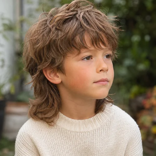 Shag mullet haircut for kids with choppy textured layers