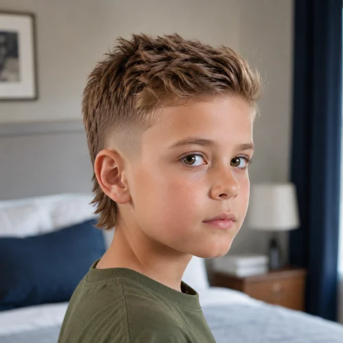 Short kids mullet fade haircut with low-maintenance styling